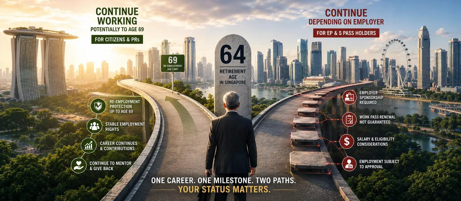 Singapore PR and Employment Pass holders compared under the 2026 retirement and re-employment rules